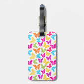 Schattigee Girly Vibrant Rainbow Butterfly Patroon Bagagelabel (Achterkant verticaal)