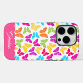 Schattigee Girly Vibrant Rainbow Butterfly Patroon Case-Mate iPhone Case (Achterkant (horizontaal))