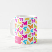 Schattigee Girly Vibrant Rainbow Butterfly Patroon Koffiemok (Voorkant links)