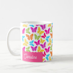 Schattigee Girly Vibrant Rainbow Butterfly Patroon Koffiemok