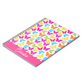 Schattigee Girly Vibrant Rainbow Butterfly Patroon Notitieboek (Linkerzijde)