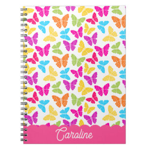 Schattigee Girly Vibrant Rainbow Butterfly Patroon Notitieboek