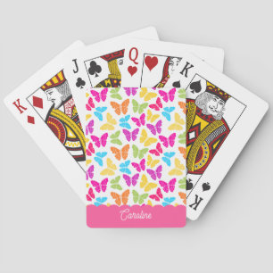 Schattigee Girly Vibrant Rainbow Butterfly Patroon Pokerkaarten