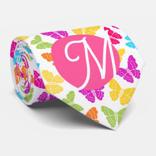 Schattigee Girly Vibrant Rainbow Butterfly Patroon Stropdas