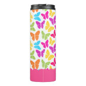 Schattigee Girly Vibrant Rainbow Butterfly Patroon Thermosbeker (Achterkant)