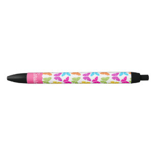 Schattigee Girly Vibrant Rainbow Butterfly Patroon Zwarte Inkt Pen