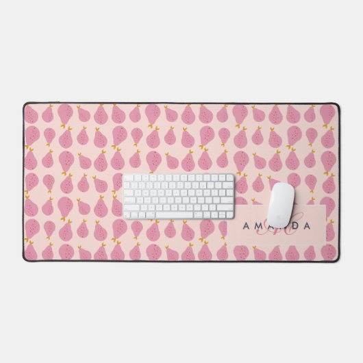 Schattigee Girly Vrouwelijke Pear Monogrammed Init Bureaumat (Keyboard & Muis)