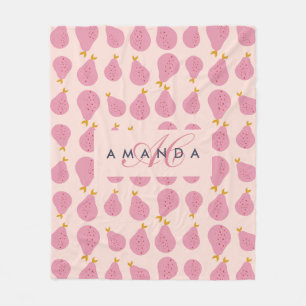 Schattigee Girly Vrouwelijke Pear Monogrammed Init Fleece Deken