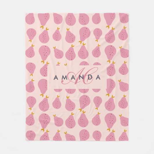 Schattigee Girly Vrouwelijke Pear Monogrammed Init Fleece Deken (Voorkant)
