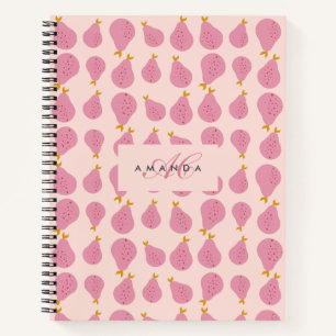 Schattigee Girly Vrouwelijke Pear Monogrammed Init Notitieboek