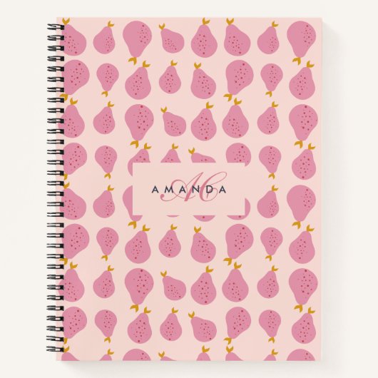 Schattigee Girly Vrouwelijke Pear Monogrammed Init Notitieboek (Voorkant)