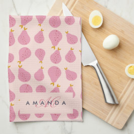Schattigee Girly Vrouwelijke Pear Monogrammed Init Theedoek