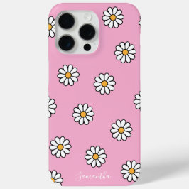 Schattigee girly witte daisy floral iPhone 15 pro max hoesje