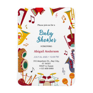 Schattigee gitaarmusical Unique Baby shower Invita Magneet