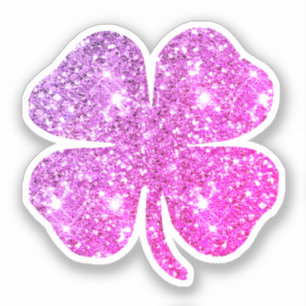 Schattigee Glam Girly Hot Pink Glitter Lucky Clove Sticker