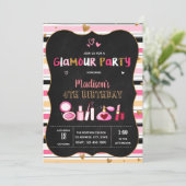 Schattigee Glamour verjaardagsfeestuitnodiging Kaart (Staand voorkant)