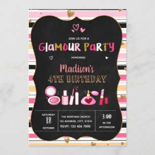 Schattigee Glamour verjaardagsfeestuitnodiging Kaart
