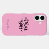 Schattigee Glamoureuze Girly Pink "Mini Boss" Case-Mate iPhone Case (Achterkant (horizontaal))