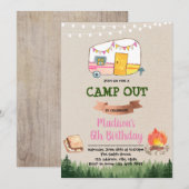 Schattigee glamping party verjaardagsuitnodiging kaart (Voorkant / Achterkant)