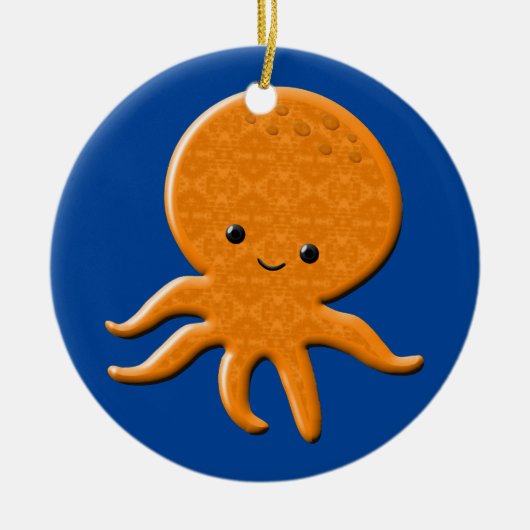 Schattigee glanzende octopus Cartoon Keramisch Ornament (Voorkant)