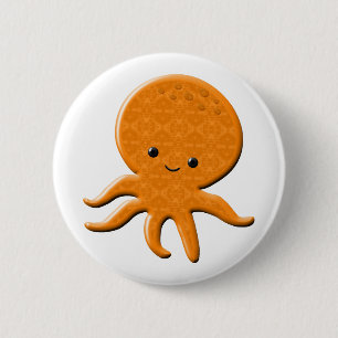 Schattigee glanzende octopus Cartoon Ronde Button 5,7 Cm