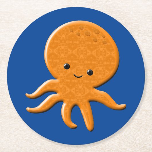 Schattigee glanzende octopus Cartoon Ronde Kartonnen Onderzetter (Voorkant)