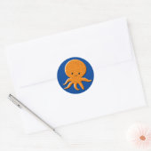 Schattigee glanzende octopus Cartoon Ronde Sticker (Envelop)