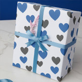 Schattigee Glijdende Harten - Blauw en Grijs All-O Cadeaupapier