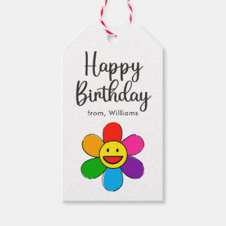 Schattigee glimlach Kinder kleurrijke Happy Birthd Cadeaulabel