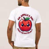 Schattigee glimlachende Cartoon Apple – Helderrood T-shirt (Achterkant)