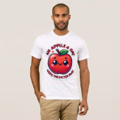 Schattigee glimlachende Cartoon Apple – Helderrood T-shirt (Voorkant volledig)