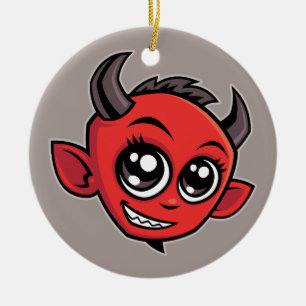 Schattigee glimlachende Cartoon Duivel Keramisch Ornament