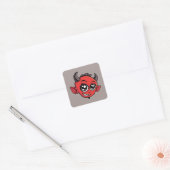 Schattigee glimlachende Cartoon Duivel Vierkante Sticker (Envelop)