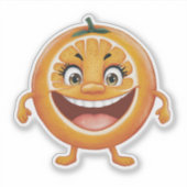 Schattigee glimlachende Cartoon Oranje vruchten Sticker (Voorkant)