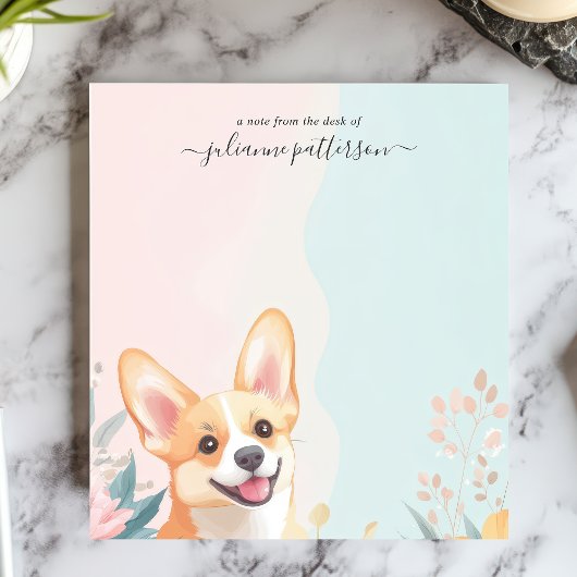 Schattigee Glimlachende Corgi Hondenbloem Geperson Notitieblok