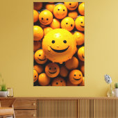Schattigee glimlachende gele emoji voor het verspr canvas afdruk (Insitu (Woonkamer))