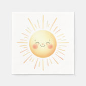 Schattigee Glimlachende Gele Waterverf Zonneschijn Servet (Voorkant)