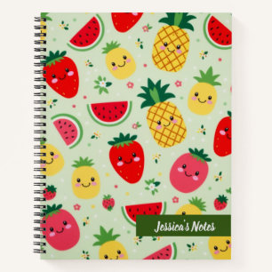 Schattigee glimlachende Kawaii vruchten Patroon ge Notitieboek