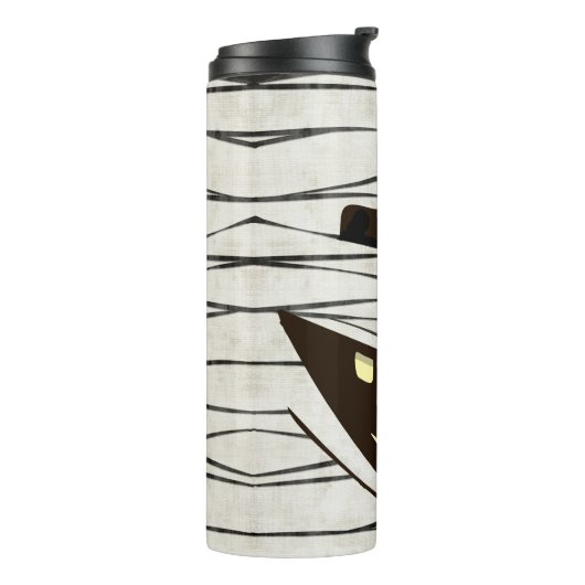 Schattigee glimlachende mummie thermosbeker (Gedraaid links)