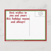 Schattigee glimlachende sneeuwman Speelgoed Feestdagenkaart (Achterkant)