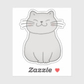 Schattigee Glimlachende Witte Kat Tekening Cartoon Sticker (Vel)