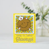 Schattigee glimlachende zonnebloemenverpleegster w briefkaart (Staand voorkant)