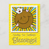 Schattigee glimlachende zonnebloemenverpleegster w briefkaart (Voorkant)