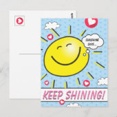 Schattigee glimlachende zonneschijn houden stralen briefkaart (Voorkant / Achterkant)