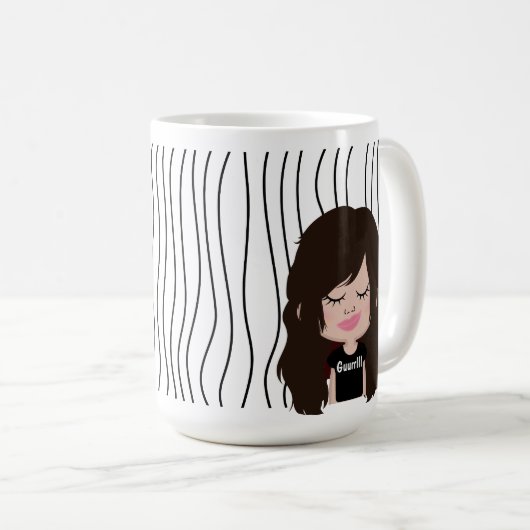 Schattigee glimmende vrouw gestreepte Mok. Kies uw Koffiemok (Voorkant rechts)