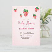 Schattigee Glitter Aardbeien Stippen Baby shower Kaart (Staand voorkant)