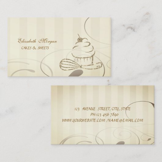 Schattigee Glitter Cupcake Whisk Bakkerij Visitekaartje (Voorkant / Achterkant)