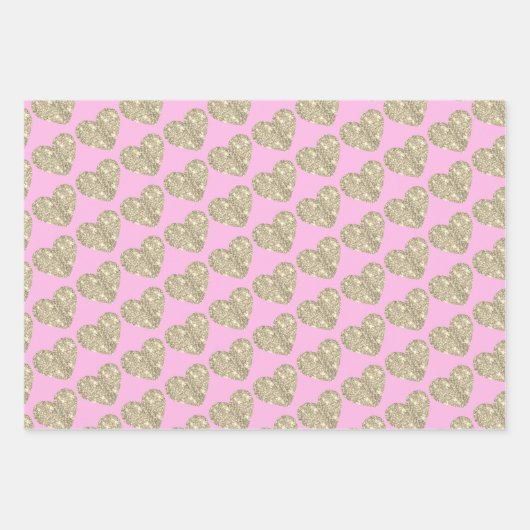 Schattigee Glitter Hearts Roze Blauw Beige Inpakpapier Vel (Voorkant 2)