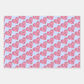 Schattigee Glitter Hearts Roze Blauw Beige Inpakpapier Vel (Voorkant)