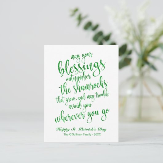 Schattigee Glitter Irish Blessing St. Patrick's Da Briefkaart (Staand voorkant)